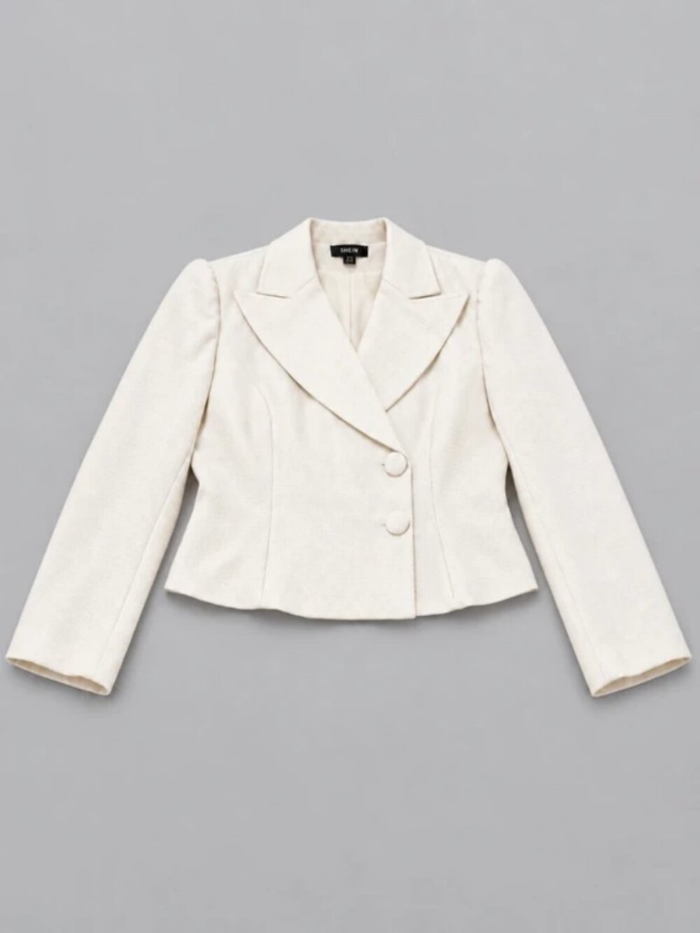 Metrostyle Ivory Cropped Blazer with Wide Lapels – Size 12